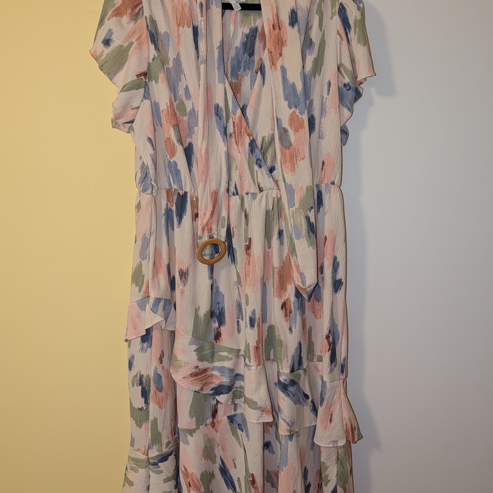 Floral Ruffle Wrap Dress